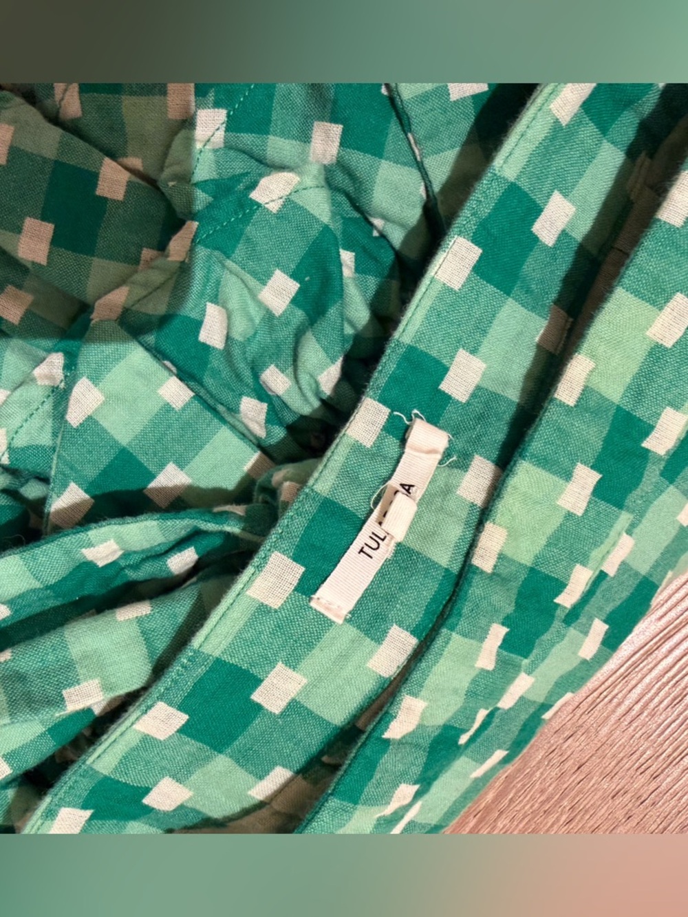 Tularosa Green Gingham Ruffle Mini Skirt - Picture 8 of 9